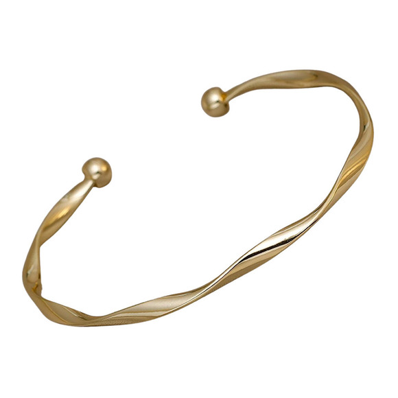 Gold Twist Bracelet Gold Bangle Bracelet Twisted Bracelet Wave Pattern Bracelet - Picture 6 of 10